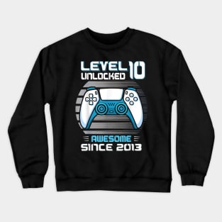 ten 10th Birthday 10 Year Old 2013 Gamer 10yr BDay Son Boys Crewneck Sweatshirt